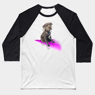 Adorable blue staffy puppy painting Baseball T-Shirt